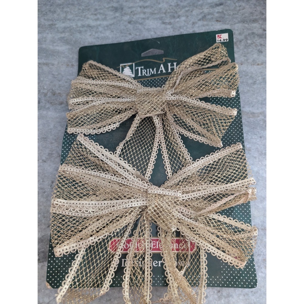 Vintage Trim A Home Gold Christmas Bows, Brand New